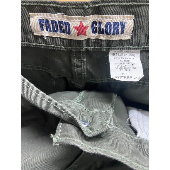 Vintage Faded Glory Mom Jeans Womens 12 Petite Army Green High Rise Straight - Picture 3 of 7